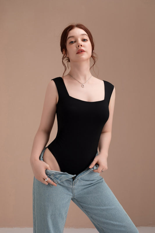 Women's Square Neck Bodysuit Wide Strap Tummy Control Shapewear Body Shaper Wholesale