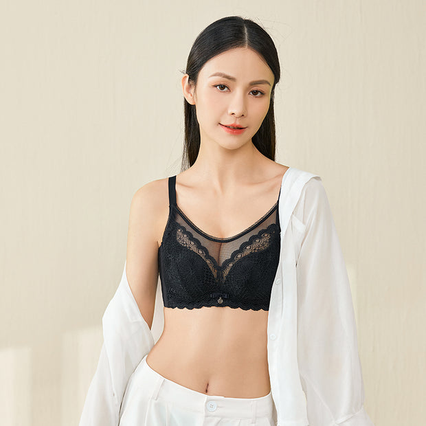 Summer small chest special lace gathering adjustment bra beauty salon underwear female anti-exposure sexy lace bra