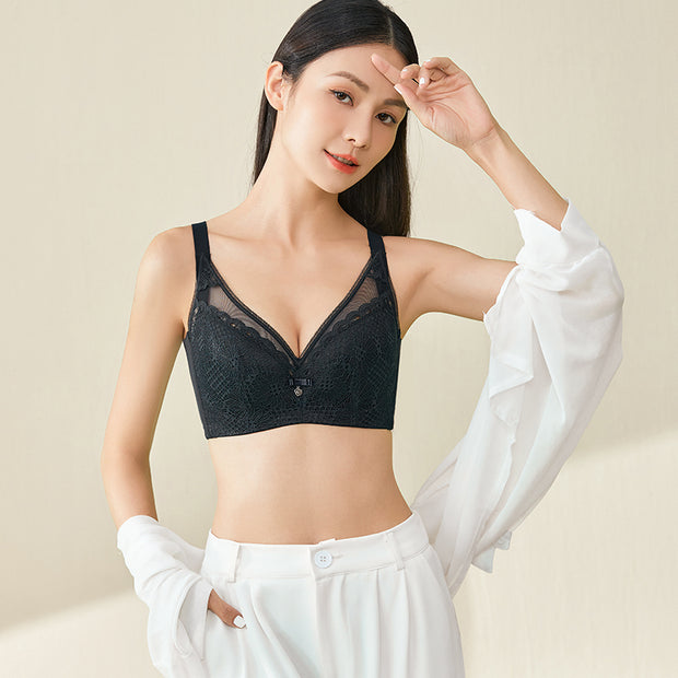 Underwear women's large chest display small adjustment type large size bra collection pair breast put sagging thin model correction upper support gathered shape