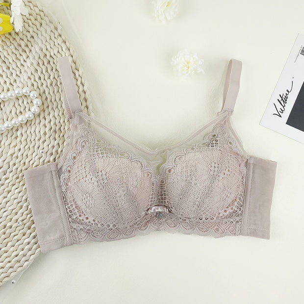 Summer small chest special lace gathering adjustment bra beauty salon underwear female anti-exposure sexy lace bra