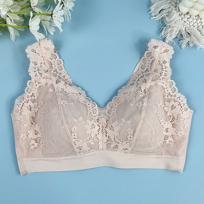 Thin style large chest show small no underwire lace sexy sleep bra Comfortable vest-style traceless sports bra