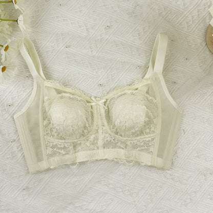 French Rabbit Ear Underwear for Women with Large Chest and Small Chest Gathered in a Thin Style and Collar Bra