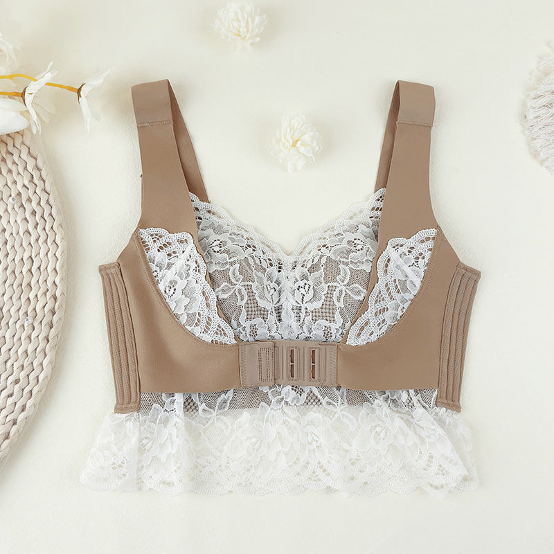 Beautiful back vest type bra maintenance type adjustment underwear women's front buckle centralized gathering upper collection pair outside the breast