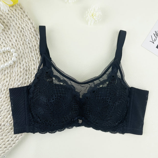 Summer small chest special lace gathering adjustment bra beauty salon underwear female anti-exposure sexy lace bra