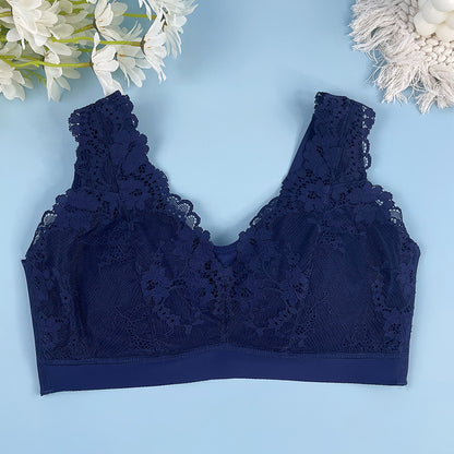 Thin style large chest show small no underwire lace sexy sleep bra Comfortable vest-style traceless sports bra