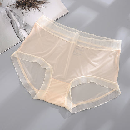 夏のレースの卸売、薄い、通気性、速乾性、シームレスな女性の下着、絹、純綿の底の三角形