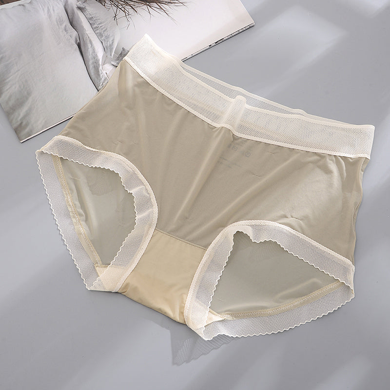 夏のレースの卸売、薄い、通気性、速乾性、シームレスな女性の下着、絹、純綿の底の三角形