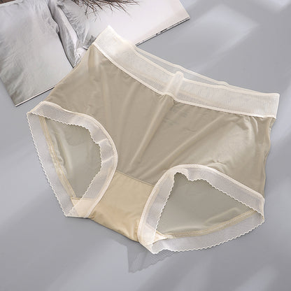 夏のレースの卸売、薄い、通気性、速乾性、シームレスな女性の下着、絹、純綿の底の三角形