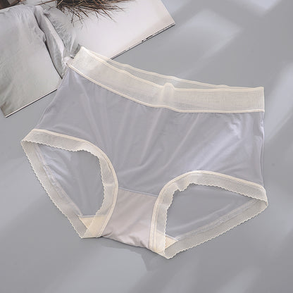 夏のレースの卸売、薄い、通気性、速乾性、シームレスな女性の下着、絹、純綿の底の三角形